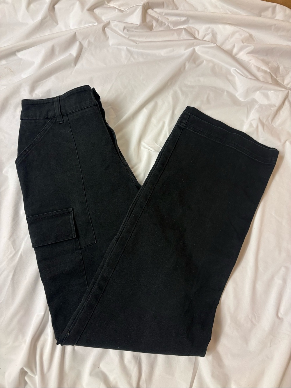 Gloria Vanderbilt Black Wide Leg Cargo Pants | Size 10